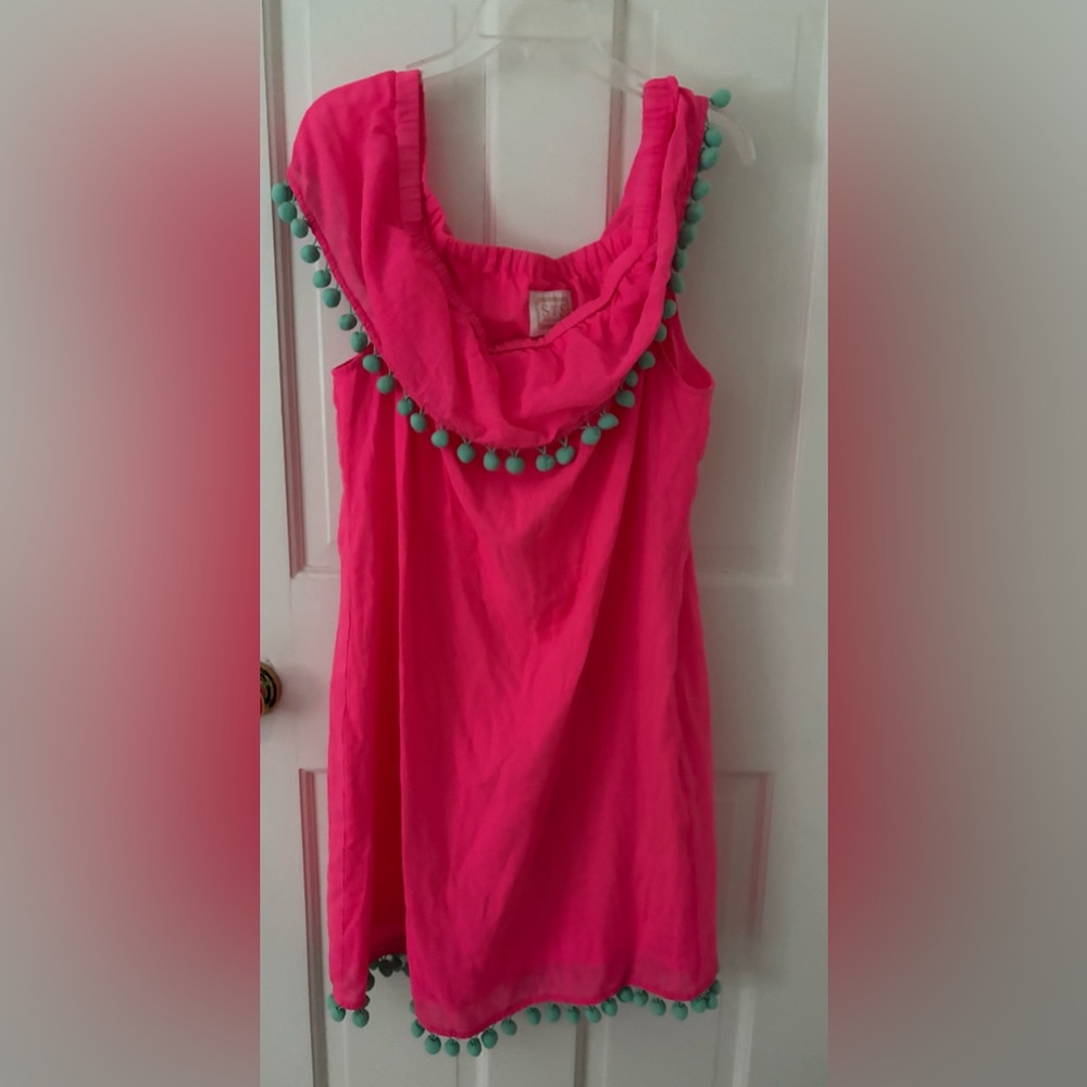 Sail to Sable dress/cover-up  with blue Pom-poms xl